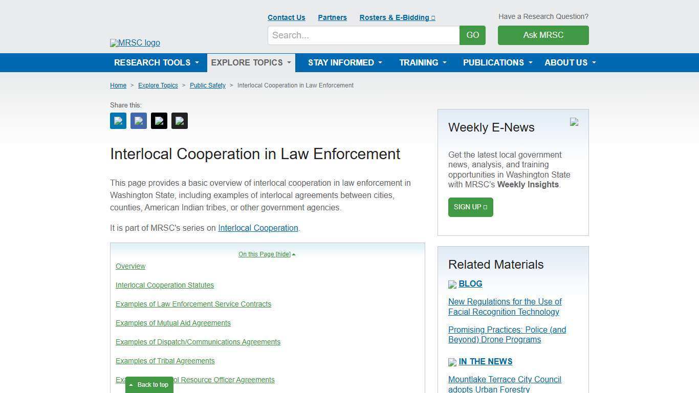 MRSC - Interlocal Cooperation in Law Enforcement